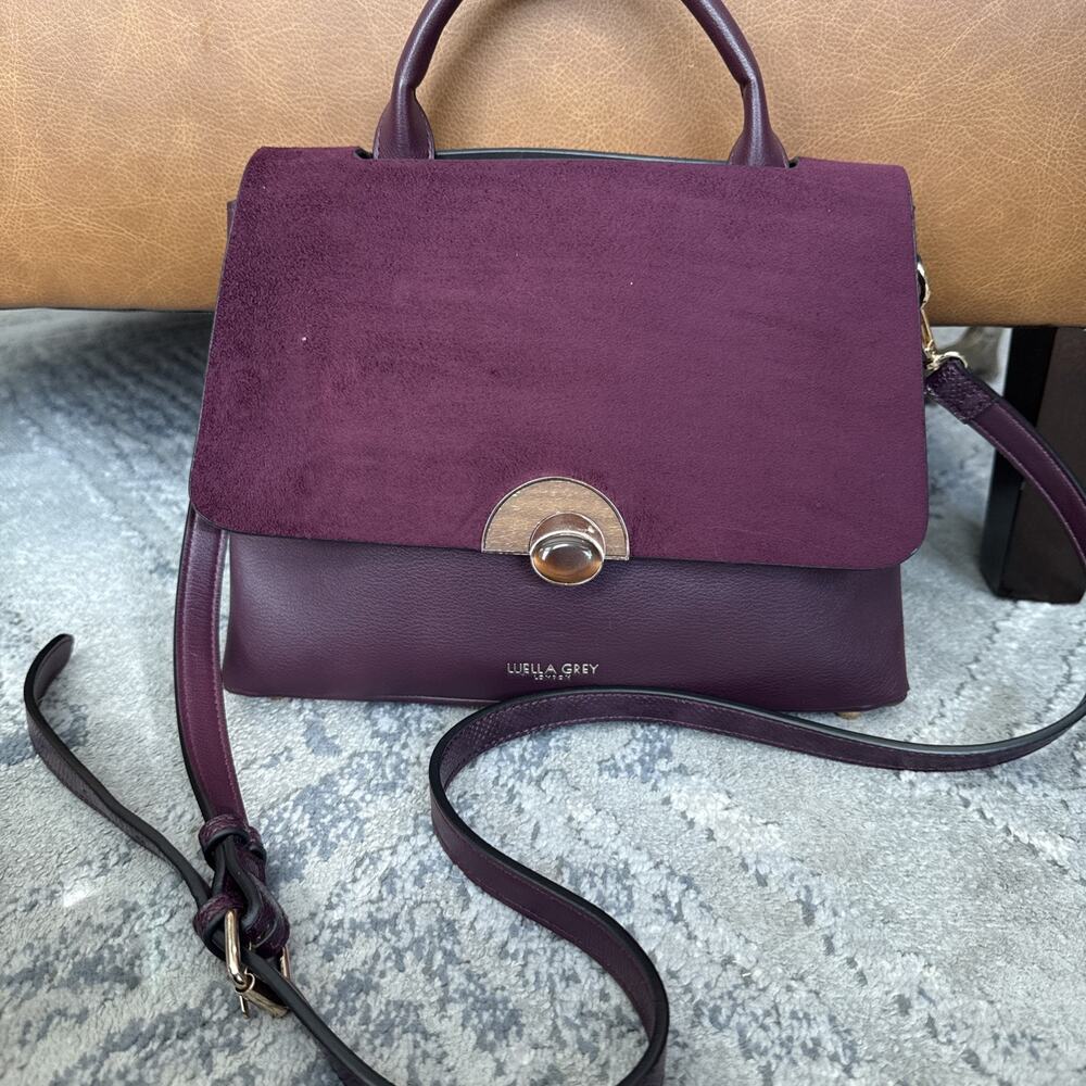 Luella Grey London Womens Valentine Color Block Satchel Handbag Tabitha Grape X